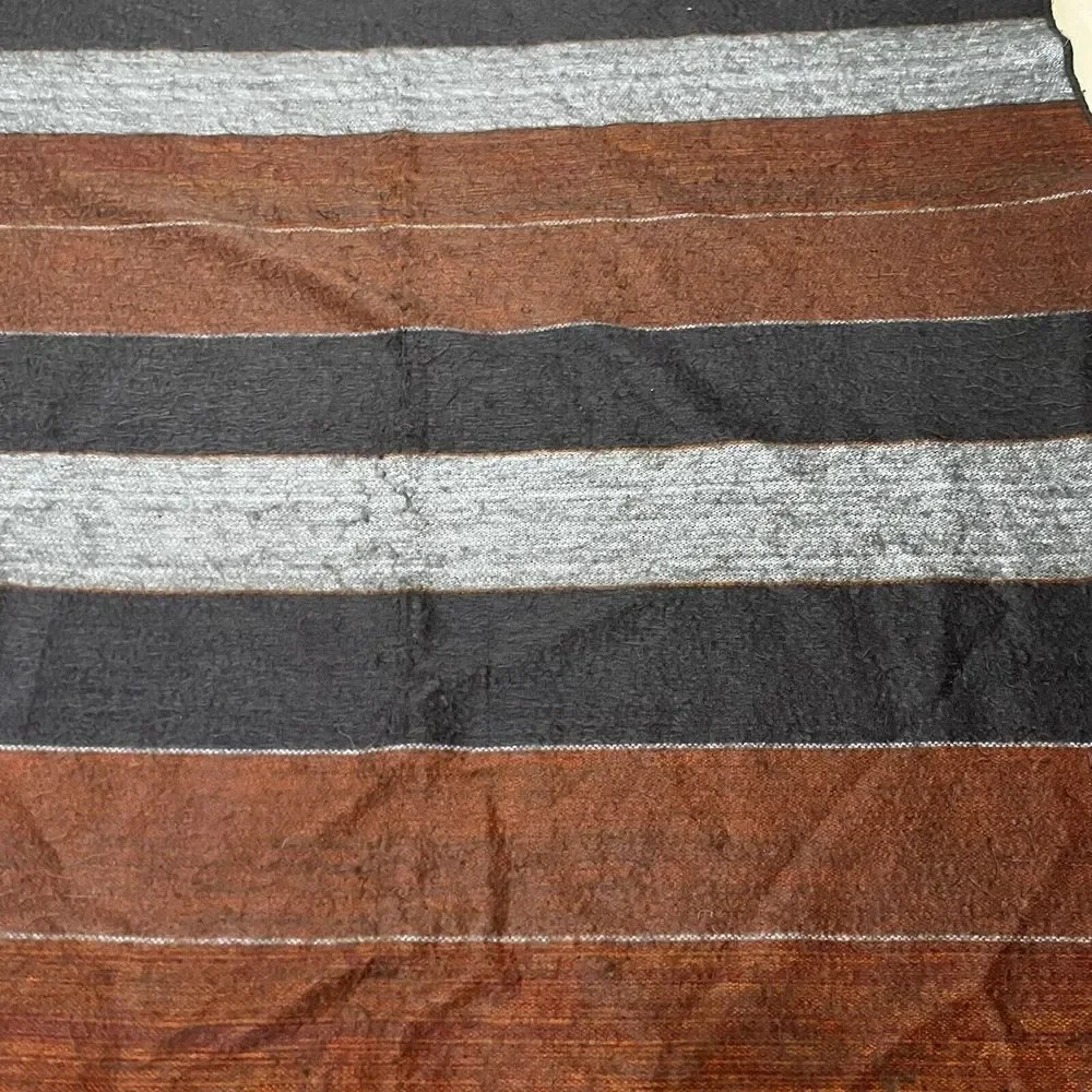 Shupaca Alpaca Blend Striped Throw Blanket Gray Rust Orange